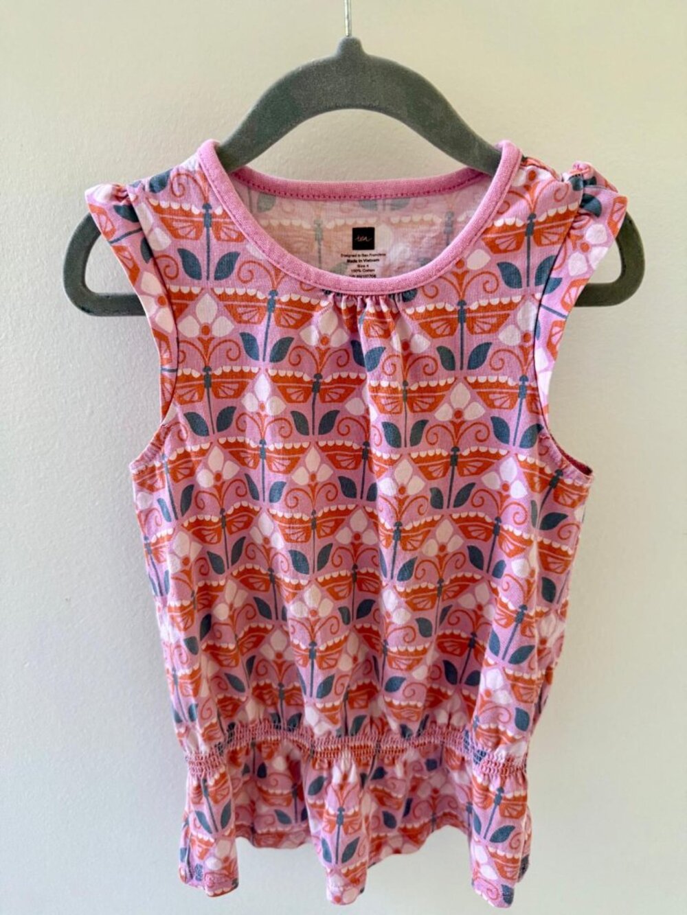 Tea Collection -- Girl's Sleeveless Floral Tank 100% Cotton Size 4 (RN 107708)